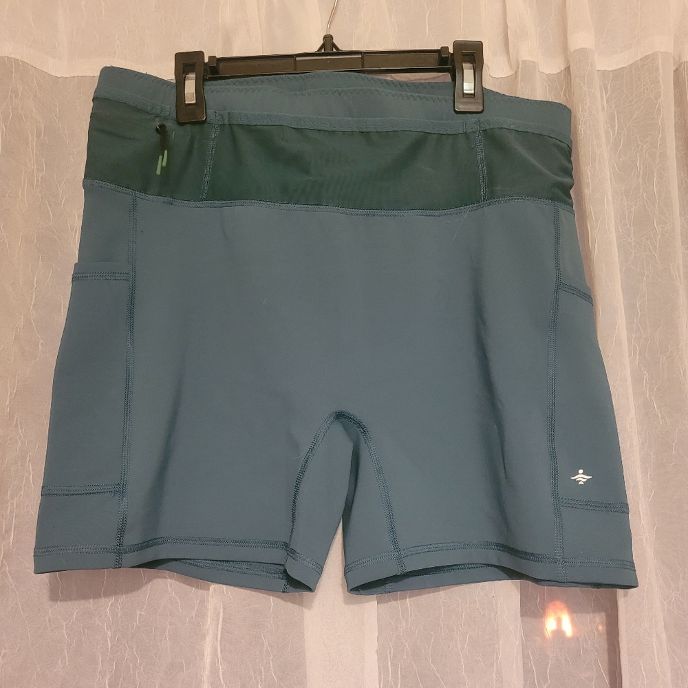 dark turquoise Halara biker shorts